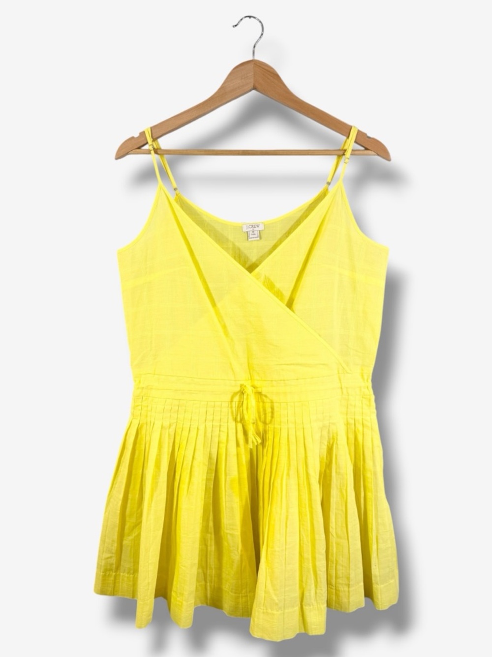 J. Crew Factory Yellow Pleated Faux Wrap Tank Top Size MP Drawstring Spring